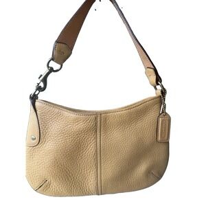 Vintage Coach 2006 Hampton Medium Hobo Tan Pebbled Leather Shoulder Bag Y2K